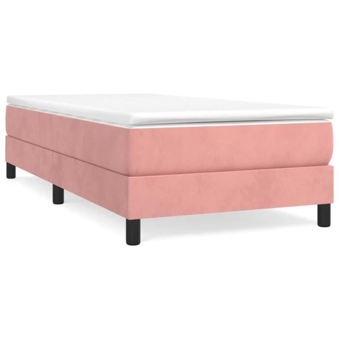 3120759 vidaXL Sommier à ressorts de lit Rose 100x200 cm Velours