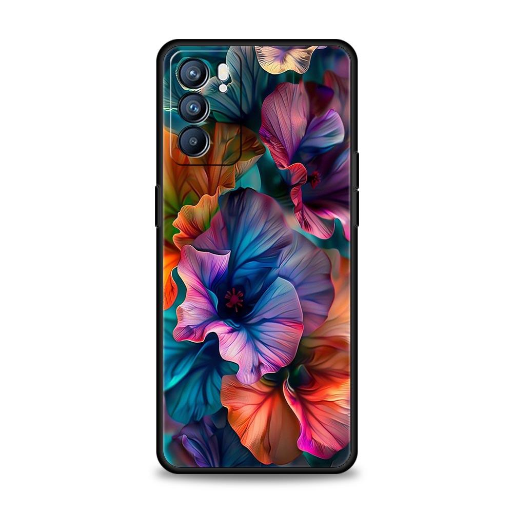Abstract Plants Flower Phone Case For Oppo A17 A31 A54 A57 A78 A79 A98 Find X5 X6 Reno 6 7 8 10 11 12 13 F Pro 5G Soft TPU Cover