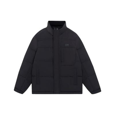 Li Ning Basic Solid Color Stand Collar Short Sleeve Down Jacket Men Outerwear Black AYMS227-3