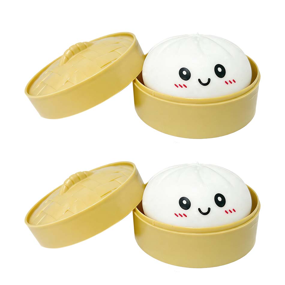 Toys Colorful Dumpling Squishes Stress Balls Fidget Sensory Simulation Food Squishies Bun with Steamer Squeeze Dough Ball Gifts