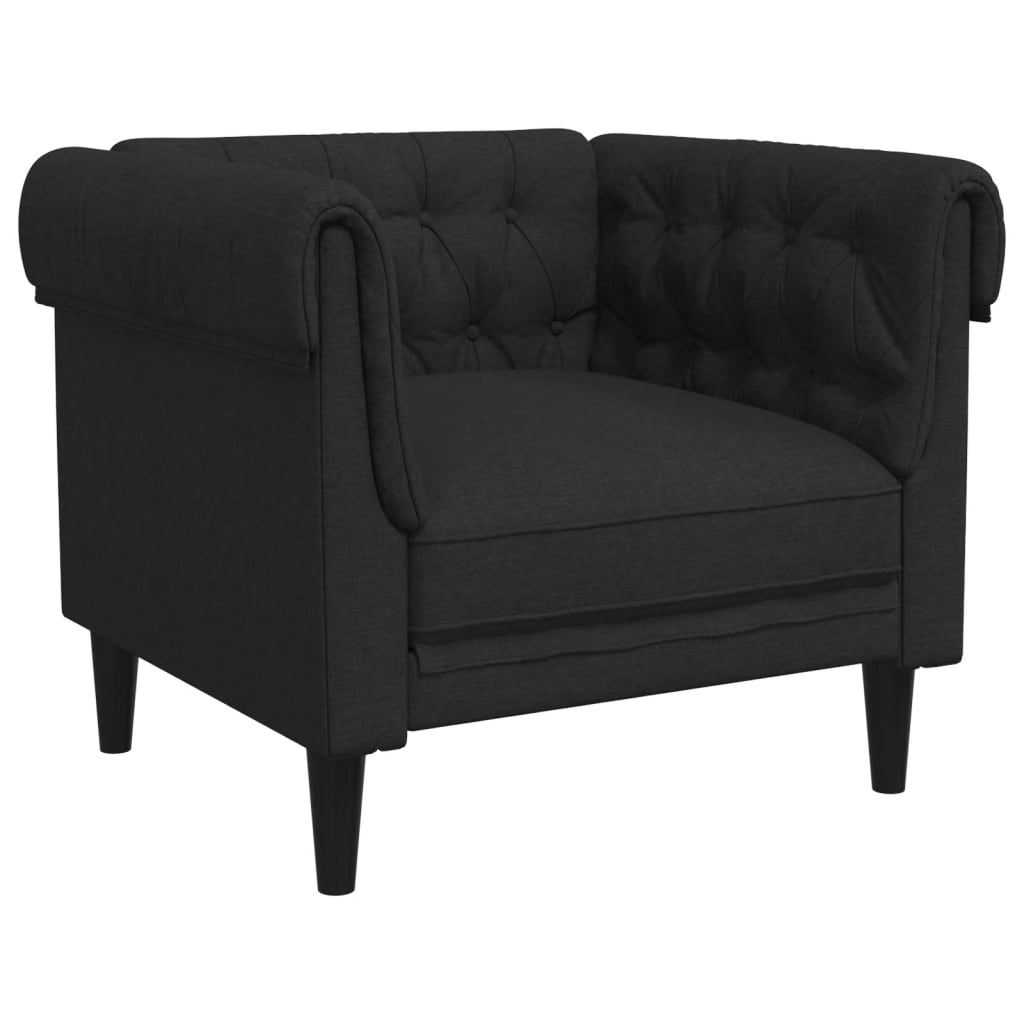 Vidaxl 3-Cz. Living Room Set, Black, Upholstered In Fabric