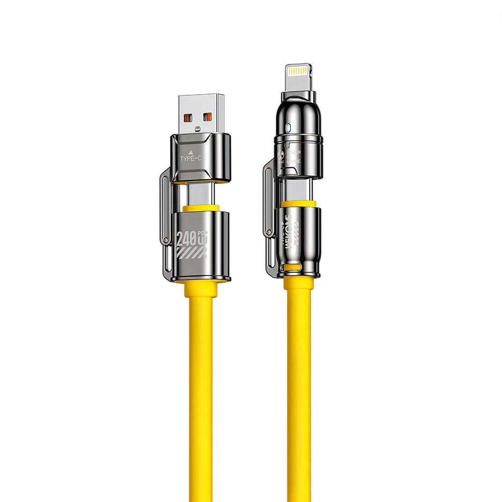 Max 240W 4-in-1 SchnellladekabelZwei Zug Zwei Ladekabel mit USB-A/Type-C/Lightning für Samsung Galaxy Handyzubehör