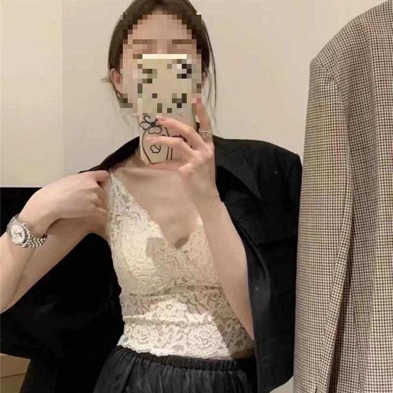 

Yingyuxin French Lace Backless Camisole with Chest Pads - Women s Lingerie Top XL [38/85] 120-140 lbs