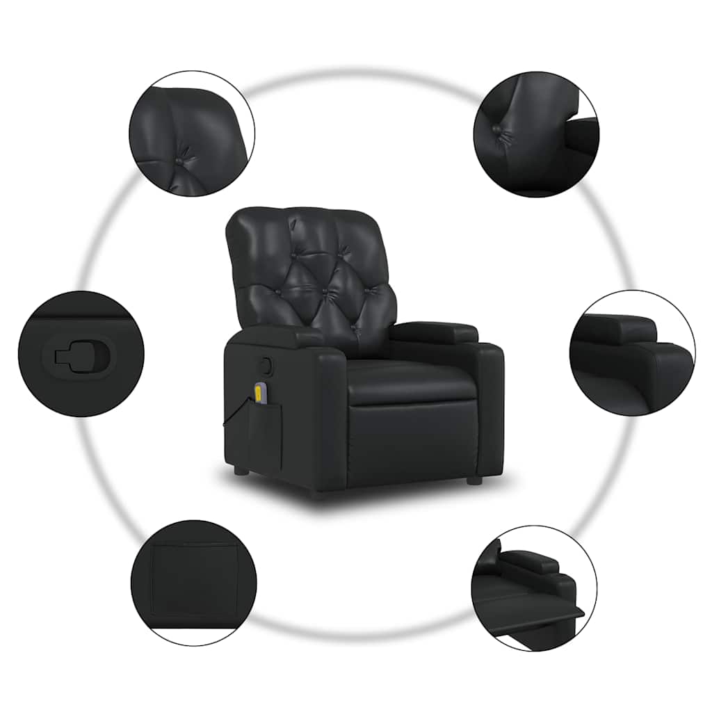 Recliner Chair Black Faux Leather
