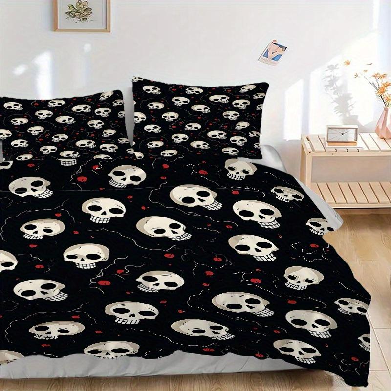 

3 шт. Комплект постельного белья с рисунком черепа, Дышащий и мягкий, Подходит для всех сезонов, Идеально подходит для домашнего использования, Подходит для декора спальни 21145 135x200cm