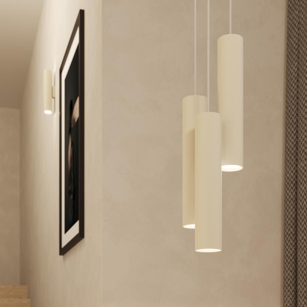 Lampa Wisząca Nowoczesna Beżowa Tuba 30 Cm Do Jadalni Kuchni Nad Wyspę 1Xgu10 10W Lagos Sollux Lighting