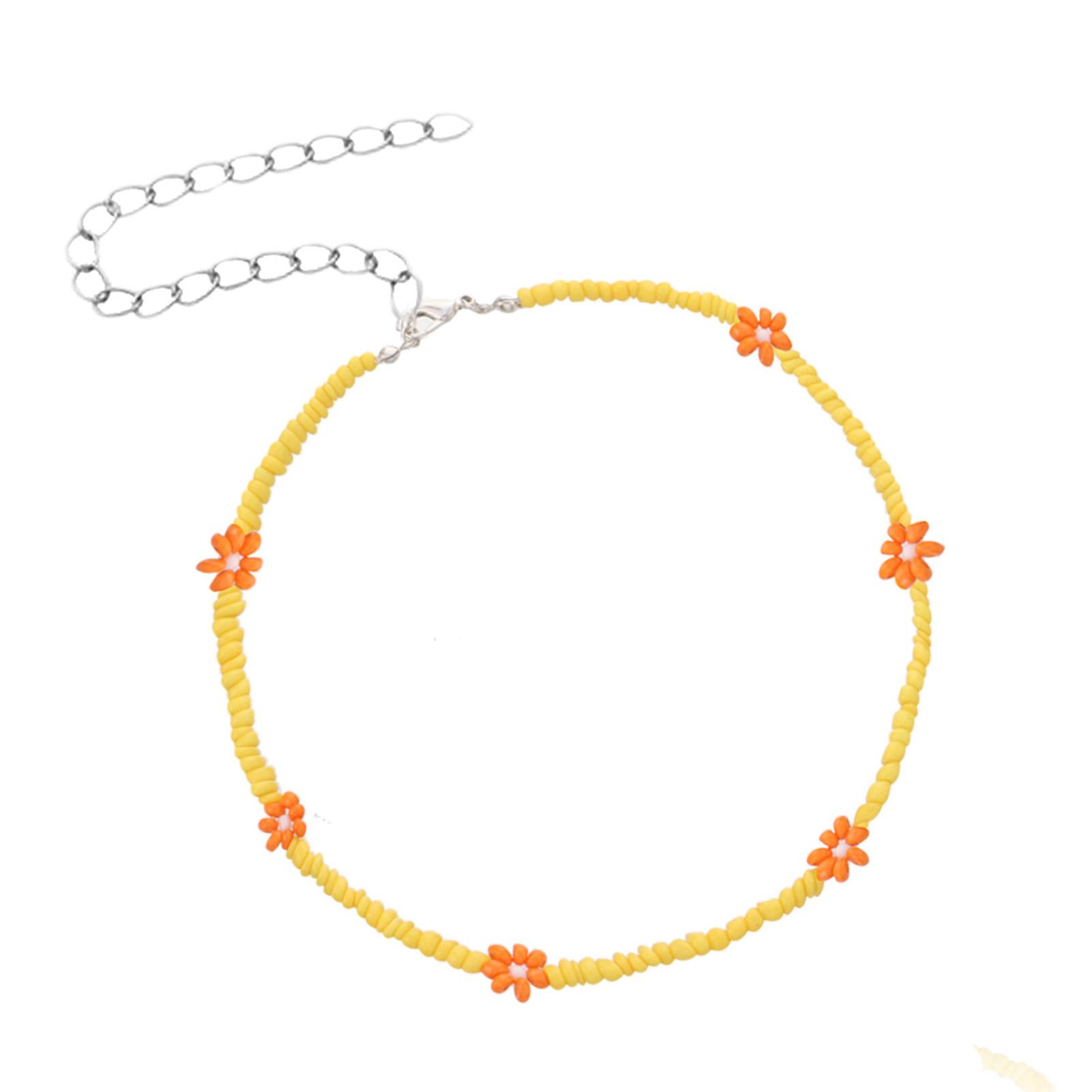 Разноцветное Цветочное Бусинное Ожерелье   Милые Украшения Разноцветные Цветочные Бусины Ожерелье для Девочек