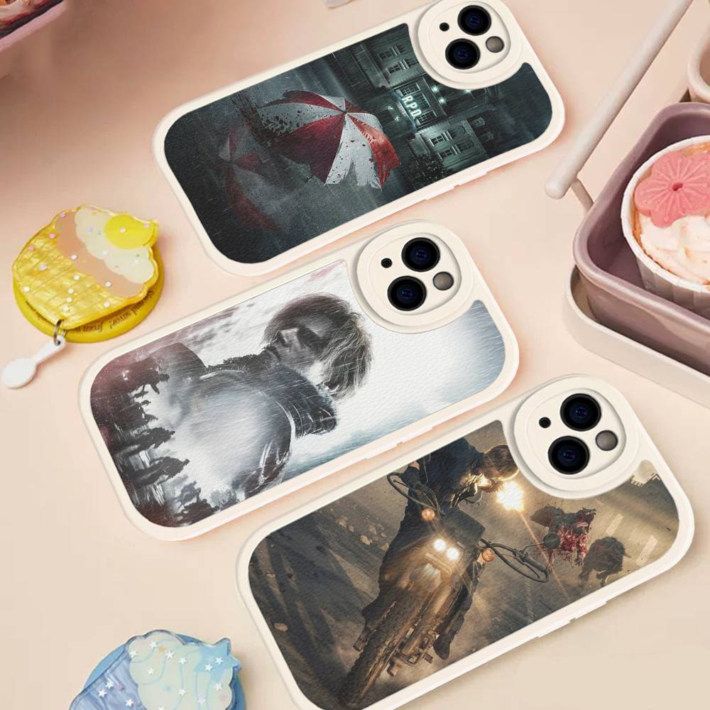 R-RESIDENT GAME E-EVILS Leather Phone Case For iPhone 16 15 14 13 12 11 Pro Max Plus Cover