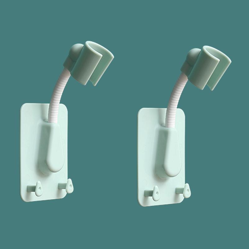 1 360 Shower Head Holder Adjustable Self-Adhesive Showerhead Bracket Wall Mount With 2 Drape Hooks Stand SPA Washroom Universal