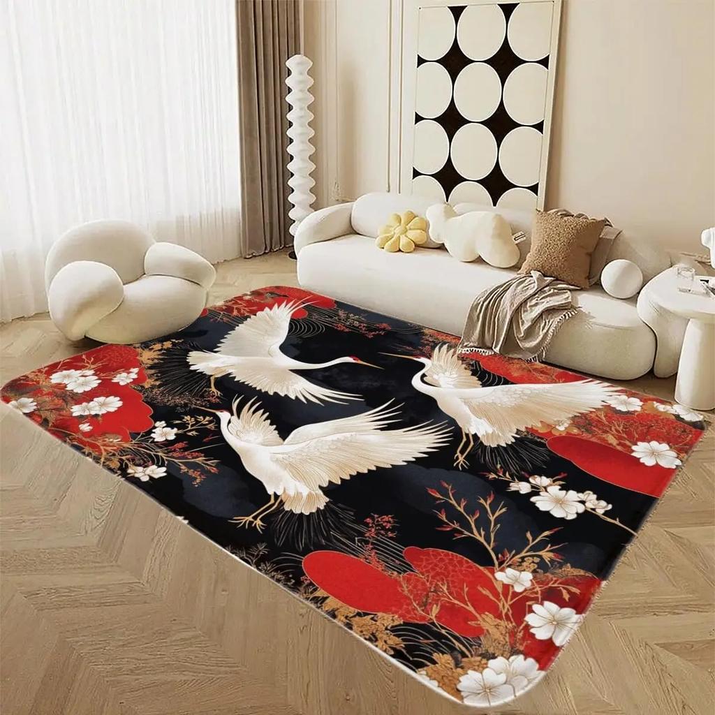 Bird Pattern Floor Mat Various Styles with Cranes Toucans and Sunset Sky Scenes NonSlip Rug for Home Decor