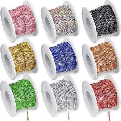 2mm 9Meters Crystal Rhinestone Close Chain Trimming Claw Chain Jewelry Crafts DIY Crystal Claw Cup Chain Roll (Multicolor)