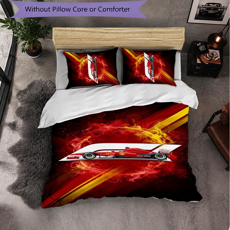 F1 Pattern Microfiber 3Pcs Bedding Set Decor Duvet Cover Set For Bedroom Home Use
