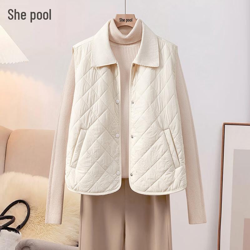 Women's Solid Lapel Single-Breasted Quilted Vest