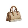 Coach Rowan 18 Signature Stripe Canvas And Leather Tote Shoulder Crossbody Bag Small Women Bags Light-Khaki Pink-White CR243-IMWQJ