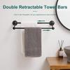 Hoimpro Adjustable Retractable 15-27 Inches Stainless Steel Bathroom Towel Bar, Bathroom Accessories Bath Hotel Double Towel Bar Rod Hanger Wall