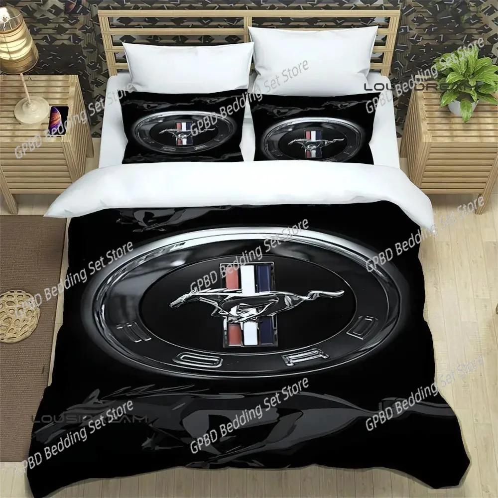 Mustang Car Logo Comfortable Duvet Quilt Cover Pillowcase Bedding Set Children Bedroom Decoration Home Textile