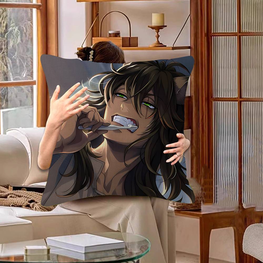 Cute S-Shirakami F-Fubuki Vtuber Square Double-Sided Printed Pillow Case Sofa Cushion Cover Bedroom Bedside Decor