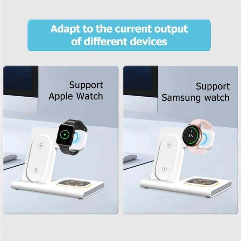3 In 1 Wireless Charger Stand Pad For Samsung S22 S21 Galaxy Watch 5 4 Active Buds iPhone 15 14 13 12 11 Fast Charging Dock Station