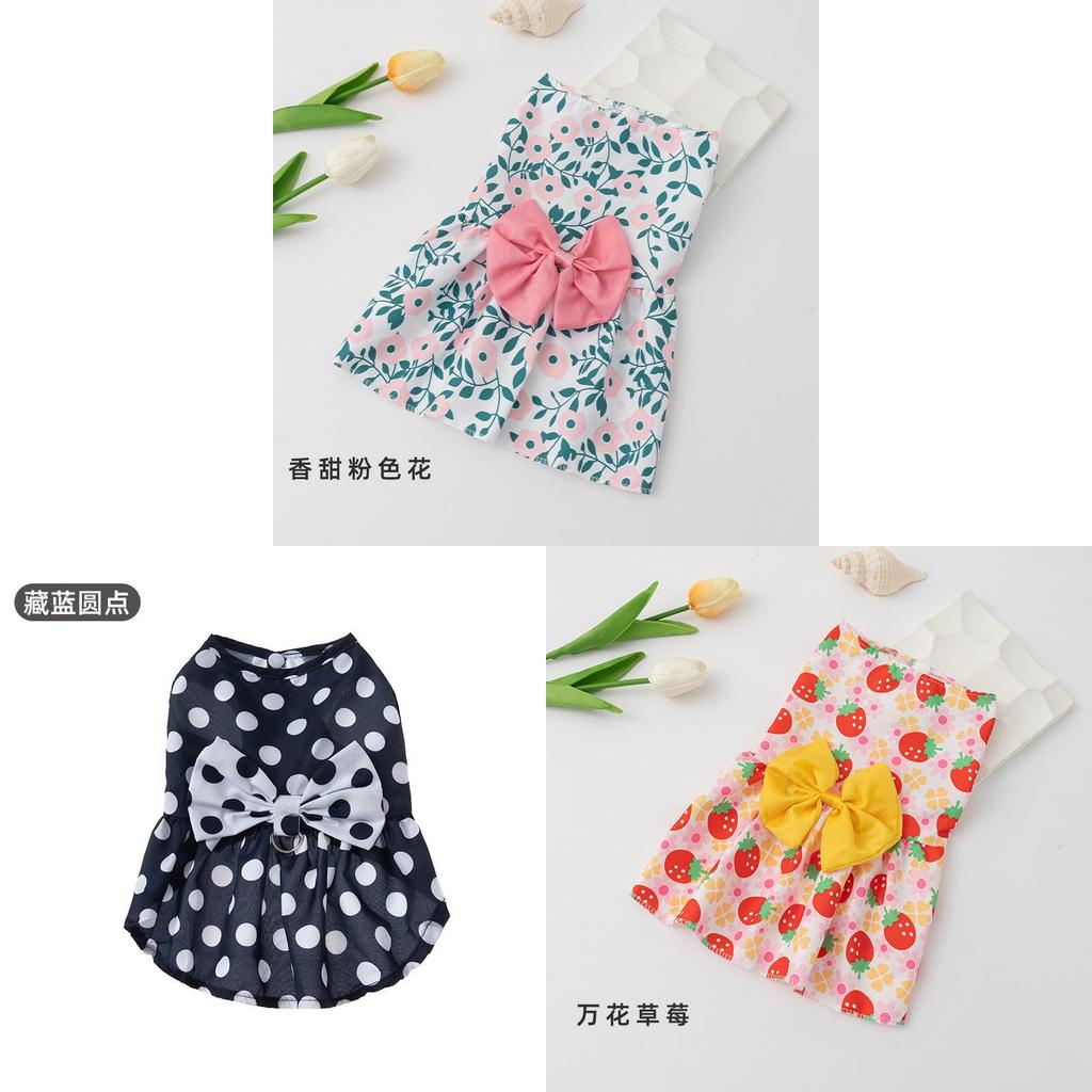 Pet Clothing Dog Girl Boy Summer Dress Polyester Flower Pattern Pet Apparel