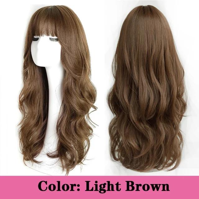 Dlouhá kudrnatá syntetická paruka se středovou ofinou tmavě hnědá paruka z přírodních kudrnatých vlasů ženská Cosplay paruka paruka z tepelně odolných vláken