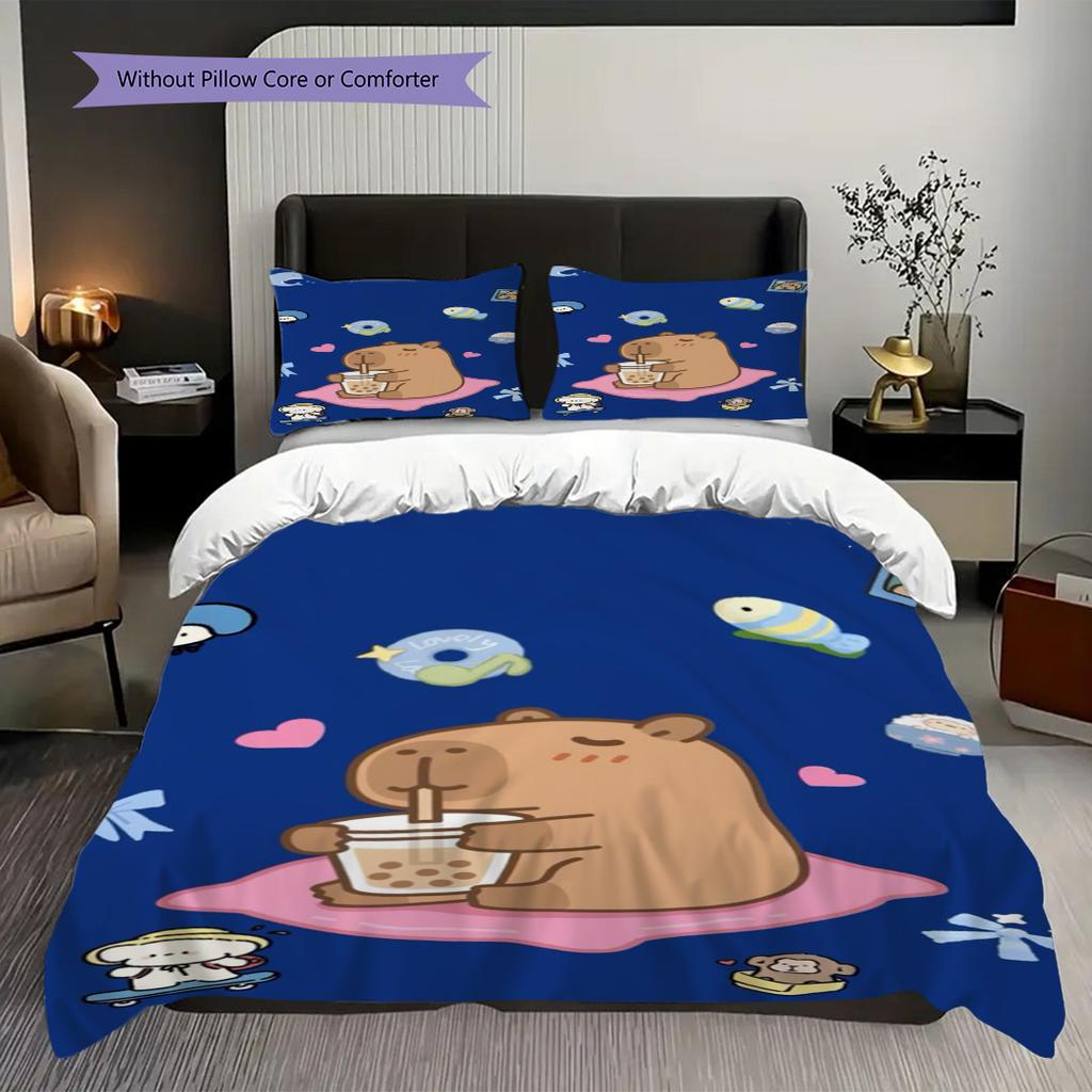 Sweet Sip Rainbow Bedding (1 * duvet cover + 2 * pillowcase, without core) 2D Flat Duvet cover and pillowcase Bedding set Soft and comfortable