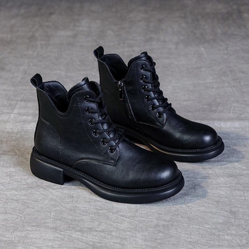 Plus-size Boots Women's Soft-soled Ankle Boots Flat Single Boots Rubber-soled Retro Low-top Shoes