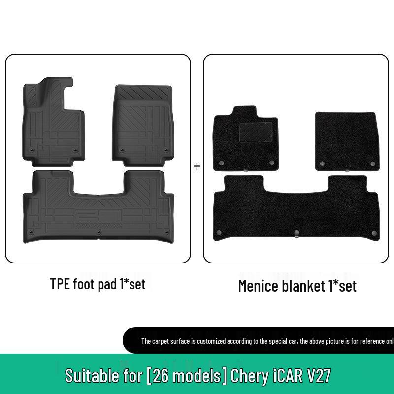 All-TPE Floor & Trunk Mats for 2026 Chery iCAR V27, Includes Seat Backrest Mat
