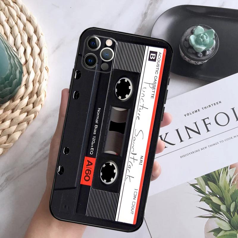 Cassette Tape Phone Case For iPhone 16 Pro 11 12 13 14 15 Pro Max Mini XS X XR 7 8 16 Plus Cover Coque