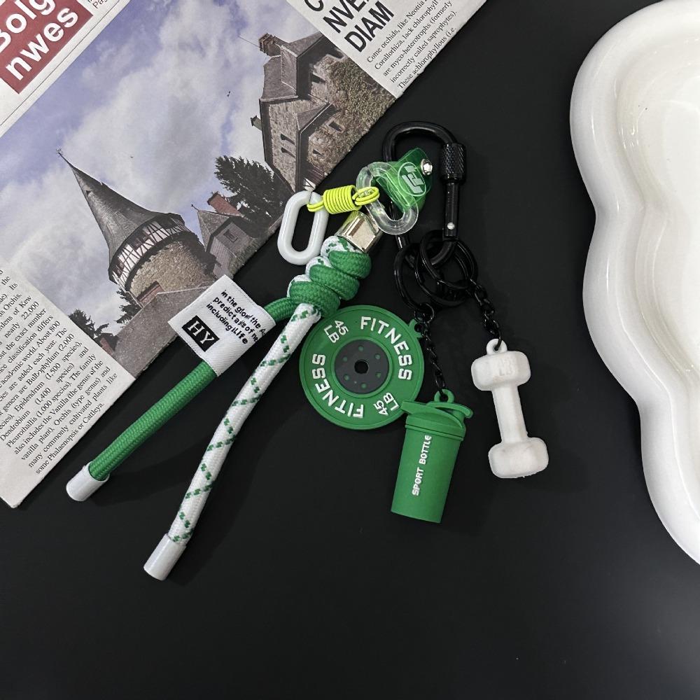 Mini Barbell Plates Key Chain with D-shaped Buckle Simulation Dumbbells Keyring  Gifts