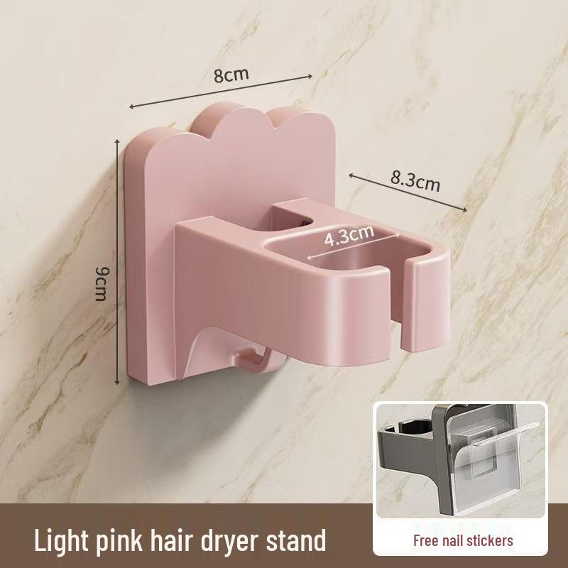Punch-Free Wall-Mounted Hair Dryer Holder: Bathroom Storage Rack & Hanger