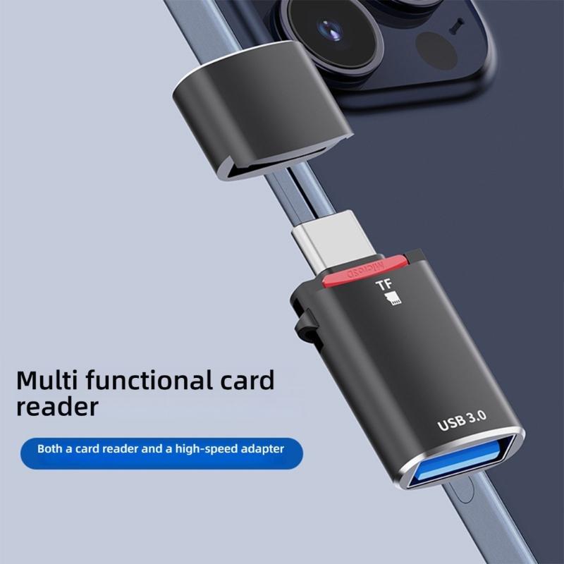 Aluminum Alloy USB3.0 Female to Type C Male OTG Converters For TF Cards And USB3.0 Data Transfer Home Travel Use