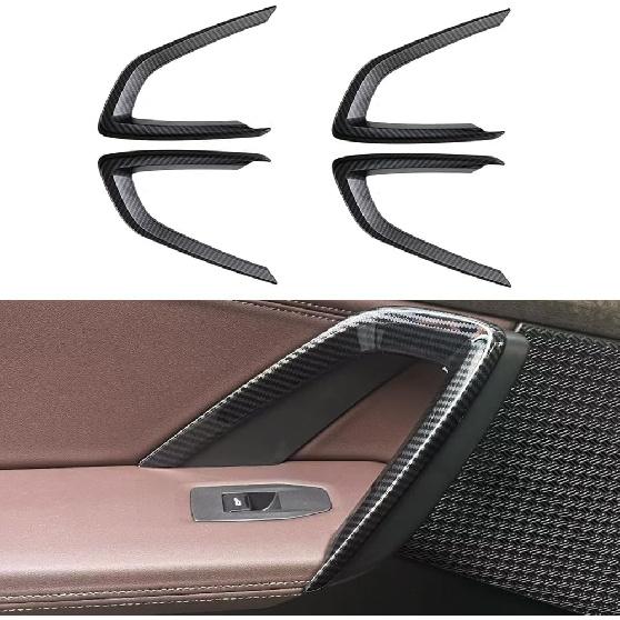 ABS Plastic Carbon Fiber Grain Interior Door Handle Cover Trims, Inner Door Handle Cover Trims 4 PCS, 2023 Compatible with BMW X1