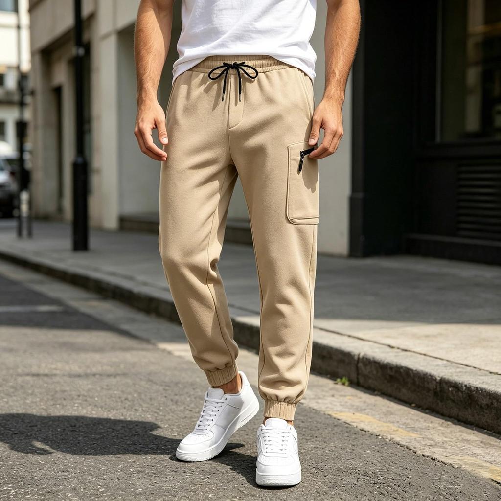 Men's Plus Size Cargo Jogger Pants with Multiple Pockets for Fall Winter