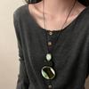 Geometric round long leather rope sweater chain women's tide necklace simple and high-end accessories