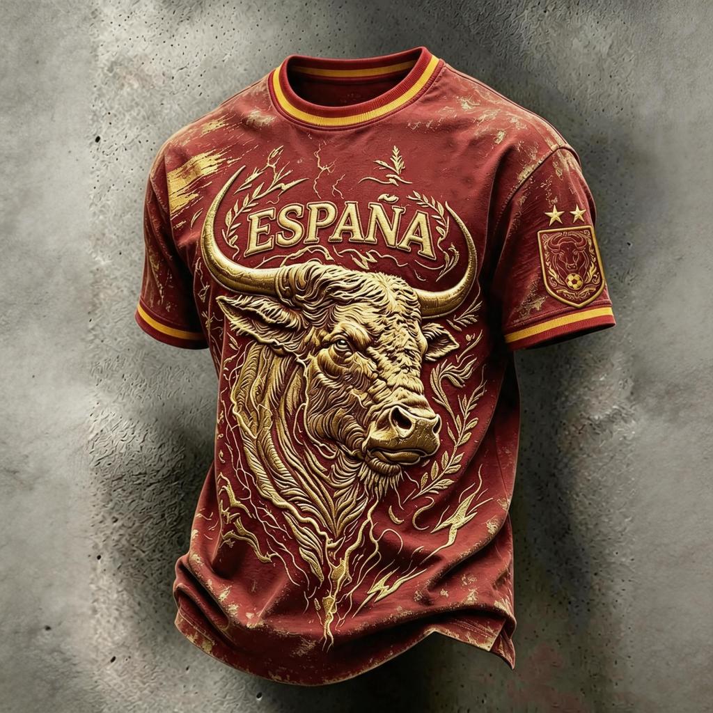Men's Soccer Fan T-Shirt Short Sleeve with Graphic Print for Casual Wear