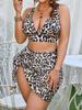 Women's Sexy Leopard Print Deep V Plus Size Slimming Swimsuit Set