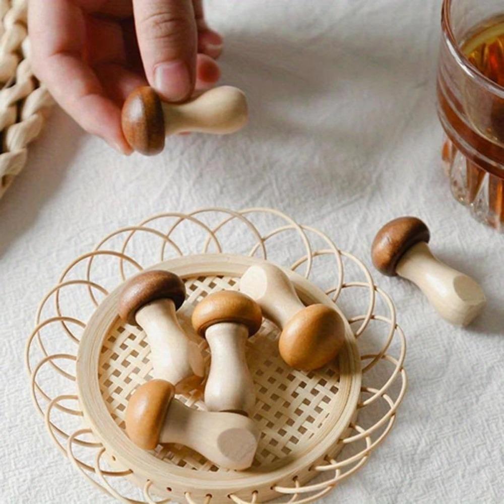 Lot de 2 porte-baguettes en bois en forme de champignon, décoration de table de cuisine, repose-baguettes, cuillère, fourchette, couteau