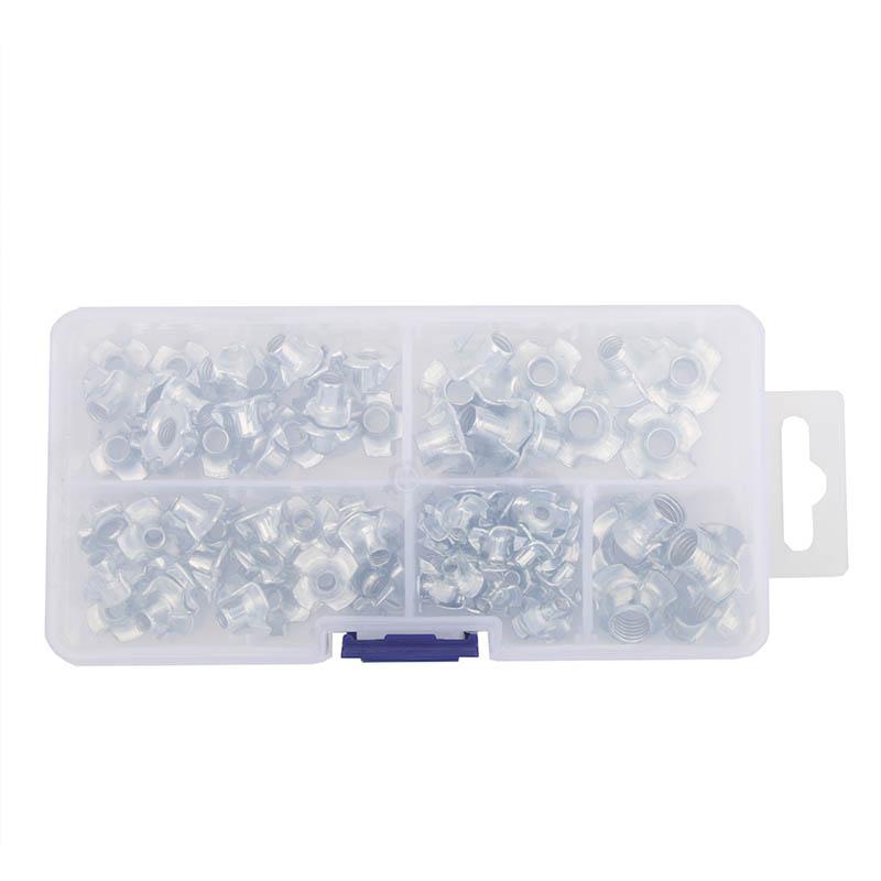 Zinc alloy internal and external tooth nuts, hexagonal furniture nuts, pre embedded with pads, trapezoidal screw caps, self tapp
