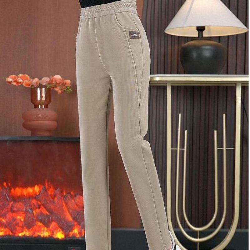 2024 Autumn/Winter Women's High Waist Fleece-Lined Harem Pants - Warm, Slimming, Casual, Thickened, and Fashionable.