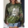 Womens Casual Hoodie With 3D Halloween Print Round Neck Lightweight Breathable Fabric