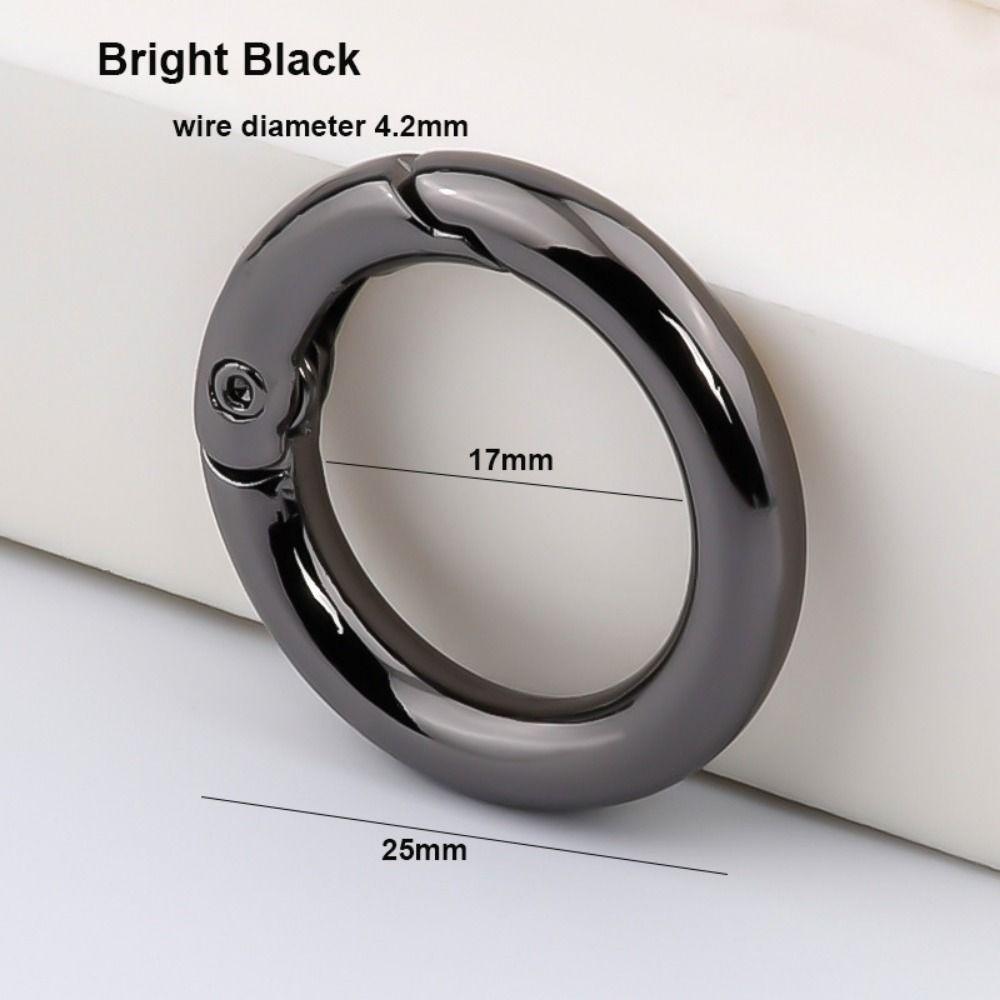 Black O-Ring Buckles Clips Zinc Alloy Round Push Trigger Snap Hooks Plated Gate Spring Carabiner