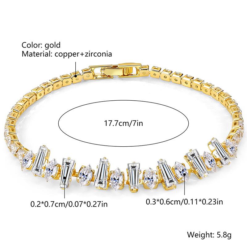 

Geometric White Zircon Bracelet Simple and Versatile Bridal Bracelet Banquet Dress Wedding Dress Accessories Luxury Bracelet