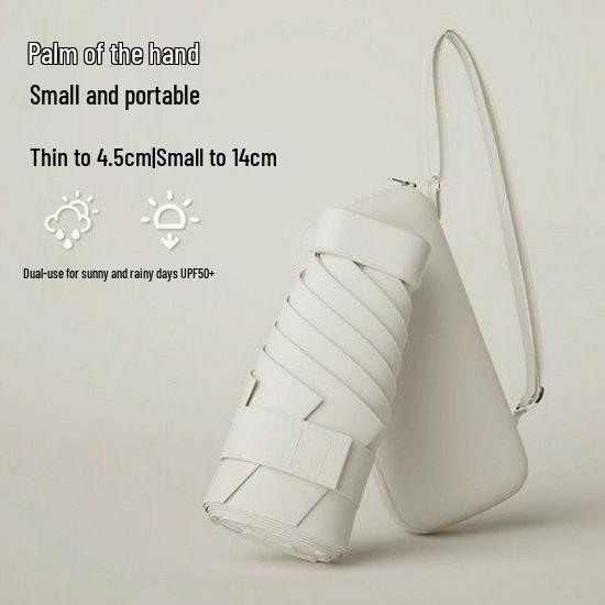 New Macaron Color Five-Fold Ultra-Light Sun Protection Compact Mini Umbrella with Buckle Handle