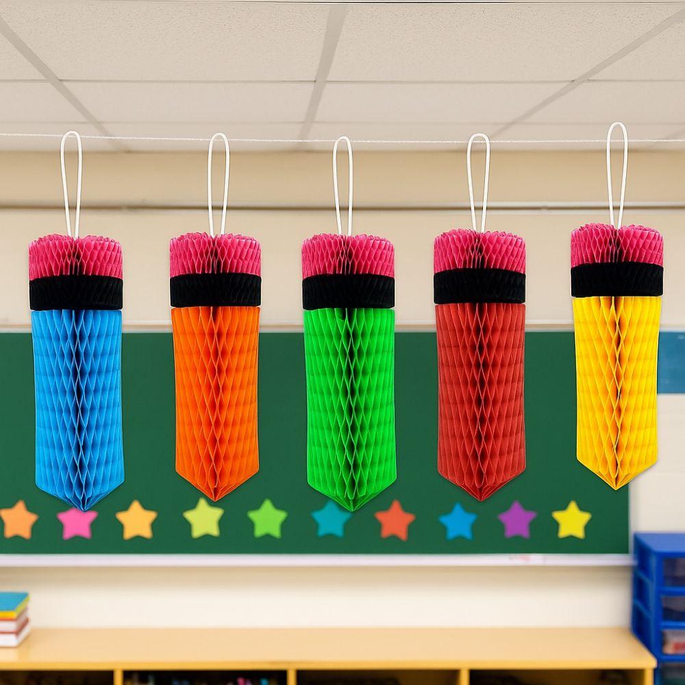 Paper Back To School Pencil Pendant Colorful Paper Pencil Ornaments Crayon Decor  School Event