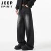 JEEP SPIRIT Men's Loose Fit Straight Leg Denim Jeans
