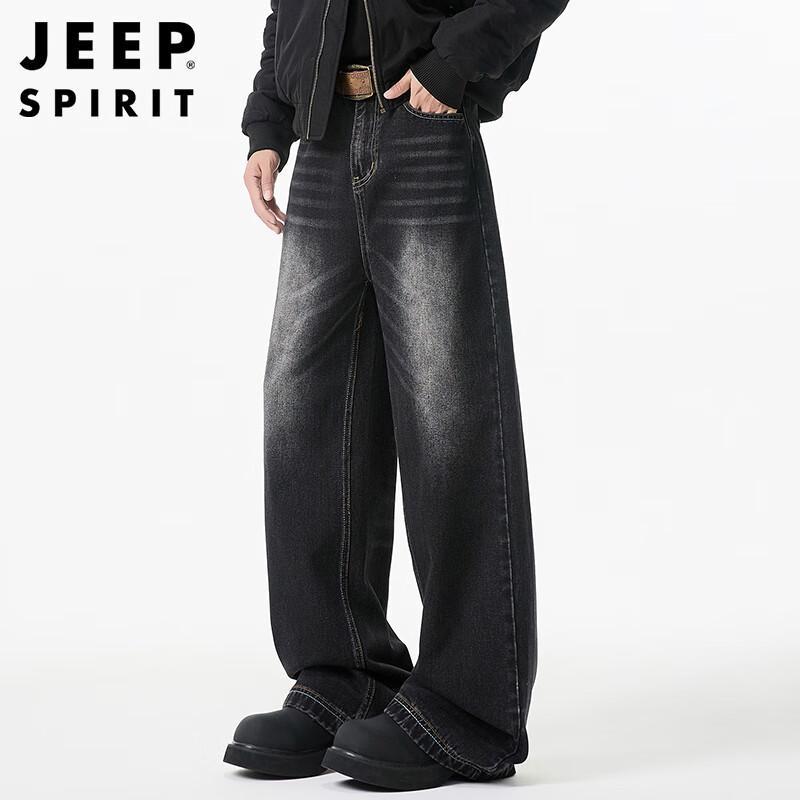 JEEP SPIRIT Men's Loose Fit Straight Leg Denim Jeans