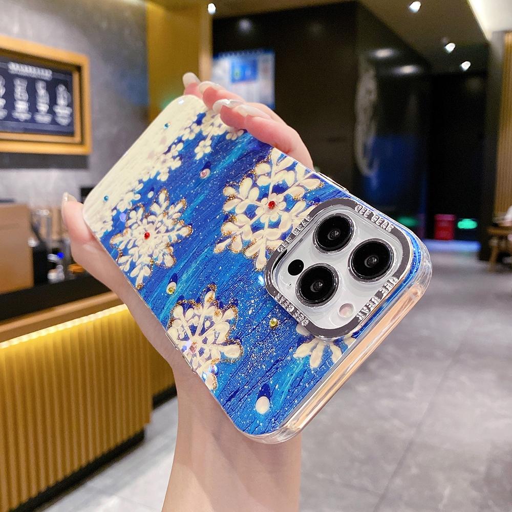 For iphone 15 14 13 12 Pro Max 15 14 plus Fashion snowflakes Pattern blue Phone Case For iphone 11 15pro max 15plus 14promax Soft silicone Back Cover