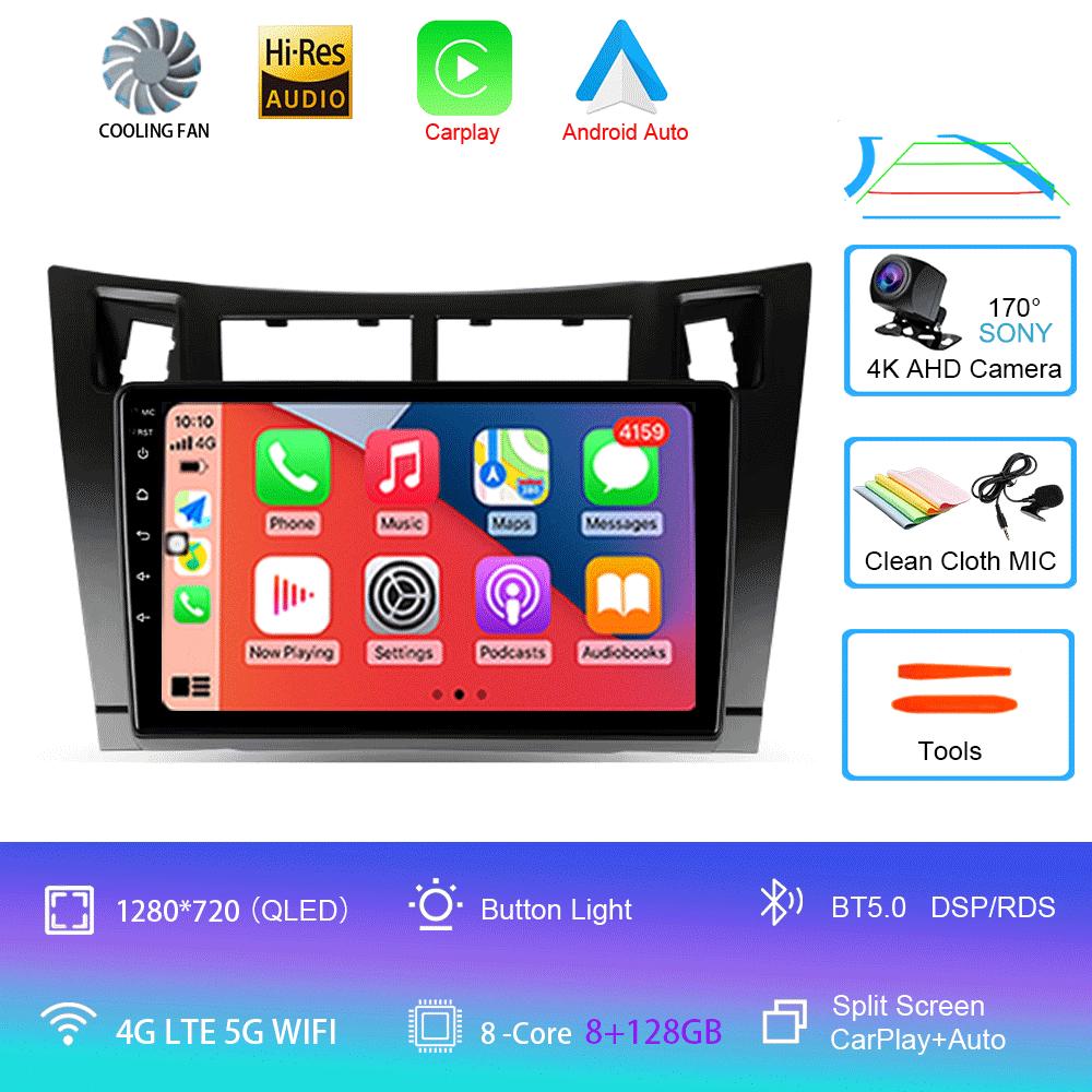 Car radio Android 14 Navigation Multimedia Player For Toyota Yaris 2005 - 2012 Carplay Auto Stereo video GPS 2 din DSP WIFI+4G