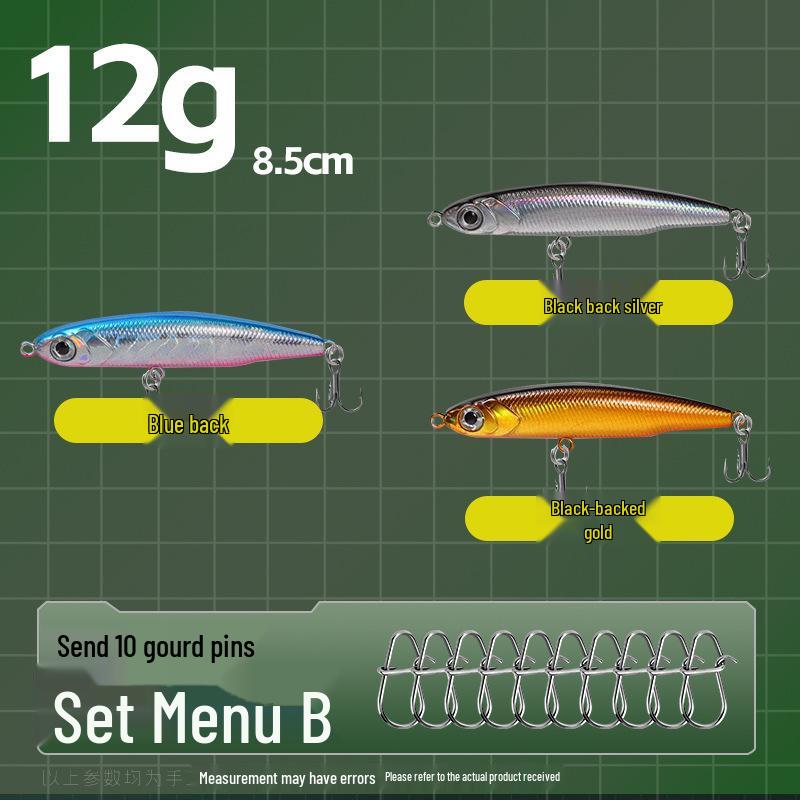 Small Silver Fish Pencil Twitching Long Cast Slow-Sinking Freshwater & Sea Fishing Lure for Mackerel & Asp