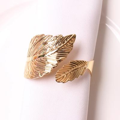6 Stück Serviettenschnallen in Blattform, Serviettenringe mit Federn in Gold und Silber, Dekoration für Hochzeiten, Events, Basteln, Halter, handgefertigt, Partyzubehör für Zuhause